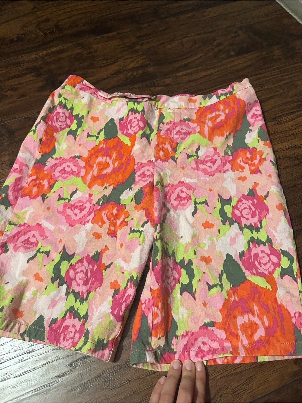Isaac Mizrahi Pink and Orange Floral Bermuda Shorts